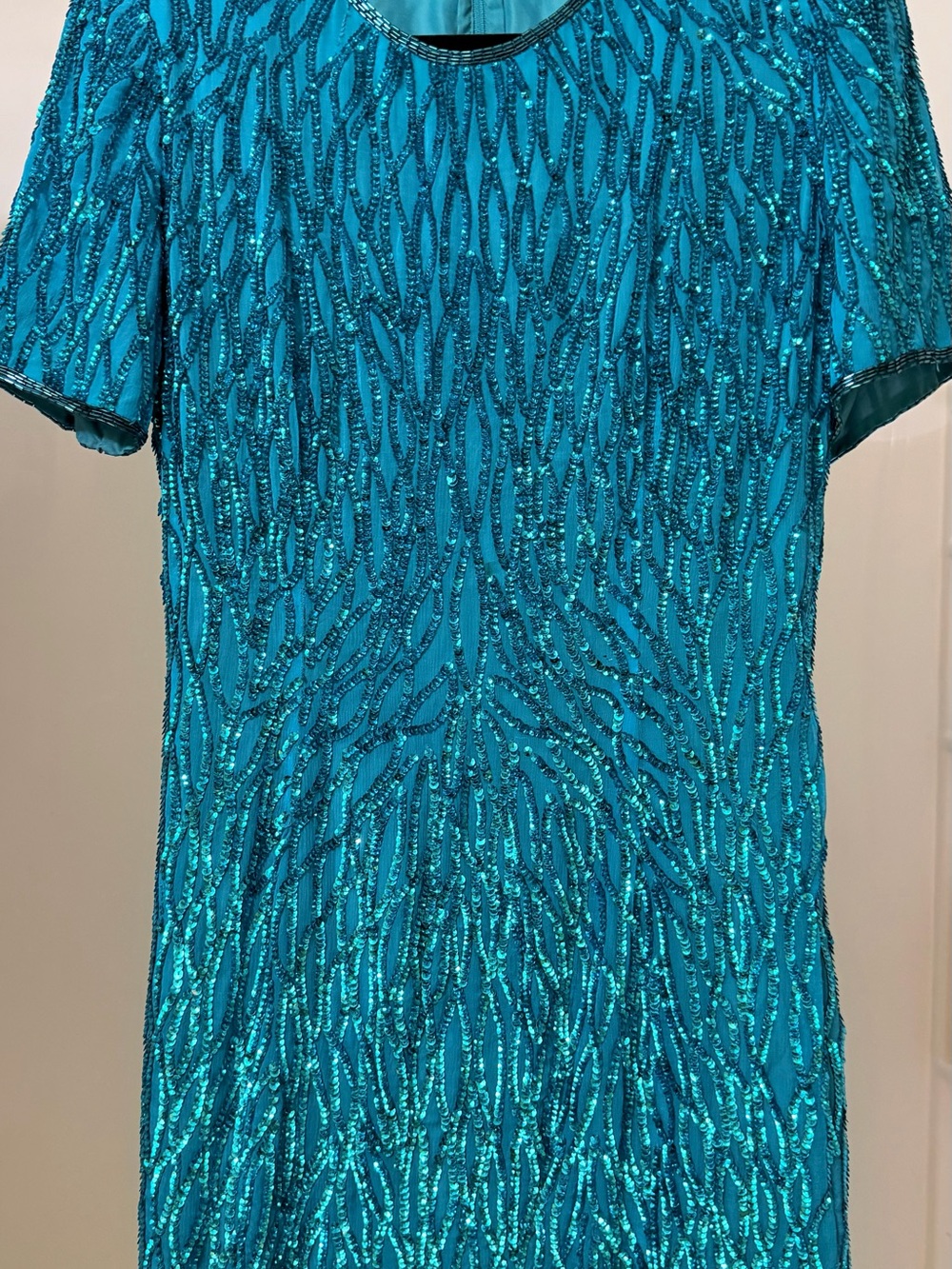 Stenay Turquoise Sequin Short Sleeve Women's Top